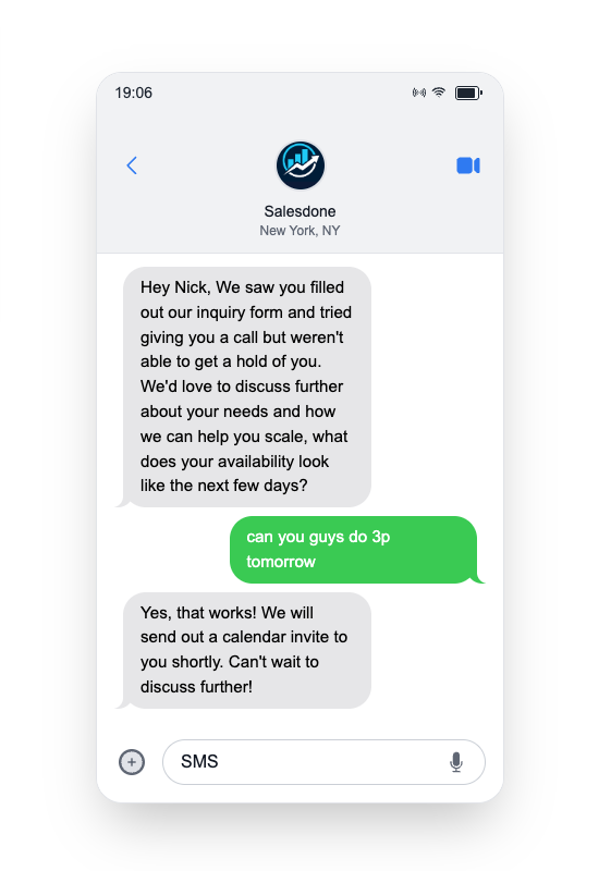 AI SMS Conversation Example